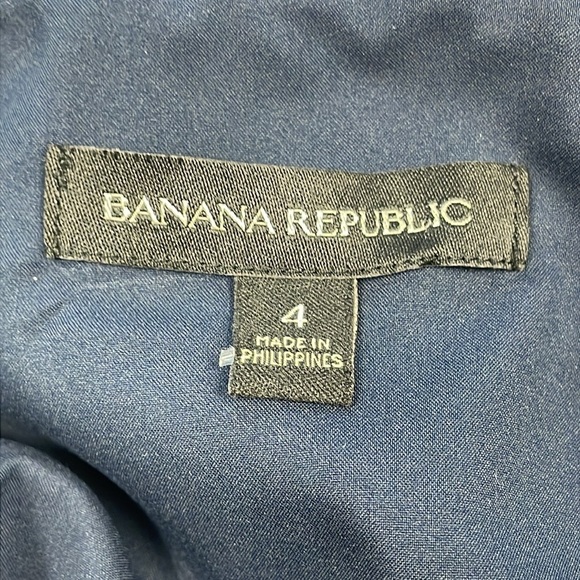 Banana Republic Linen Cotton Ruffle Wrap Dress Navy Floral Sz 4 - Picture 9 of 14